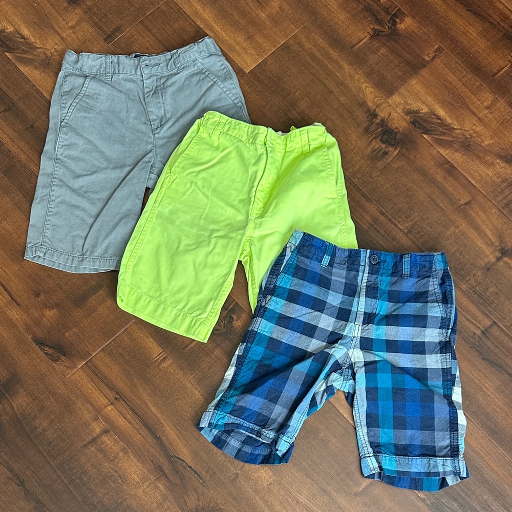 GAP Kids Shorts - Gray, Neon Green, Blue Plaid, size 10
